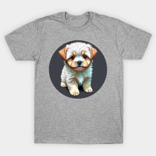 A White Havanese Puppy Dog with Cream & Light Brown Highlight Markings T-Shirt